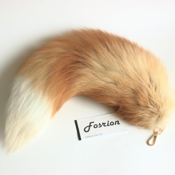 🆕Women Orange Fluffy Real Fox Tail Fur Keychain Pendant Cosplay Stylish Handbag - Picture 6 of 9